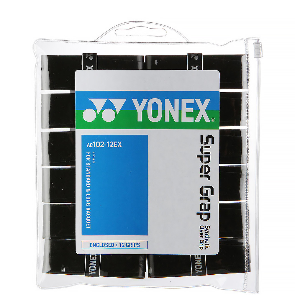 Badmintonový grip Yonex Super Grap - black 12 ks
